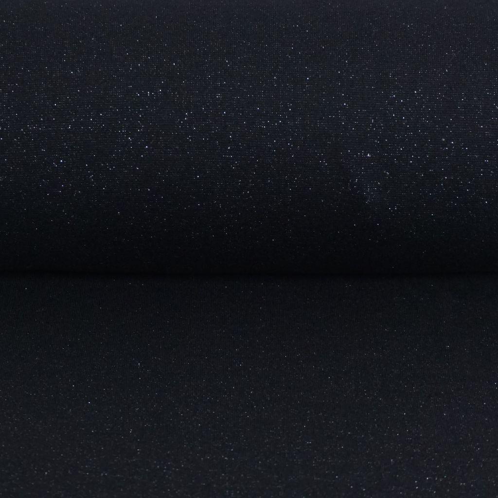 Bündchenware fein schwarz mit Lurex silber